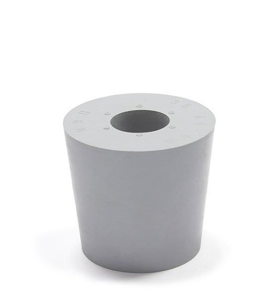 Bouchon en caoutchouc gris 36 x 44 mm avec trou 17 mm