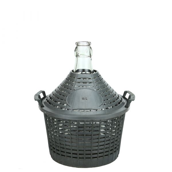 Dame-Jeanne avec panier en plastique 15 L