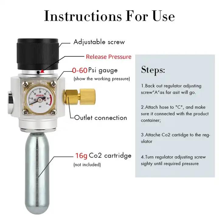 Mini CO2 Regulator 4 Bar (60 psi) voor Ballock connectors