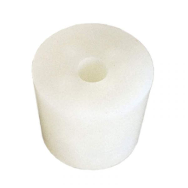 Silicone stopper 47 x 55 mm with hole (diameter 9 mm).