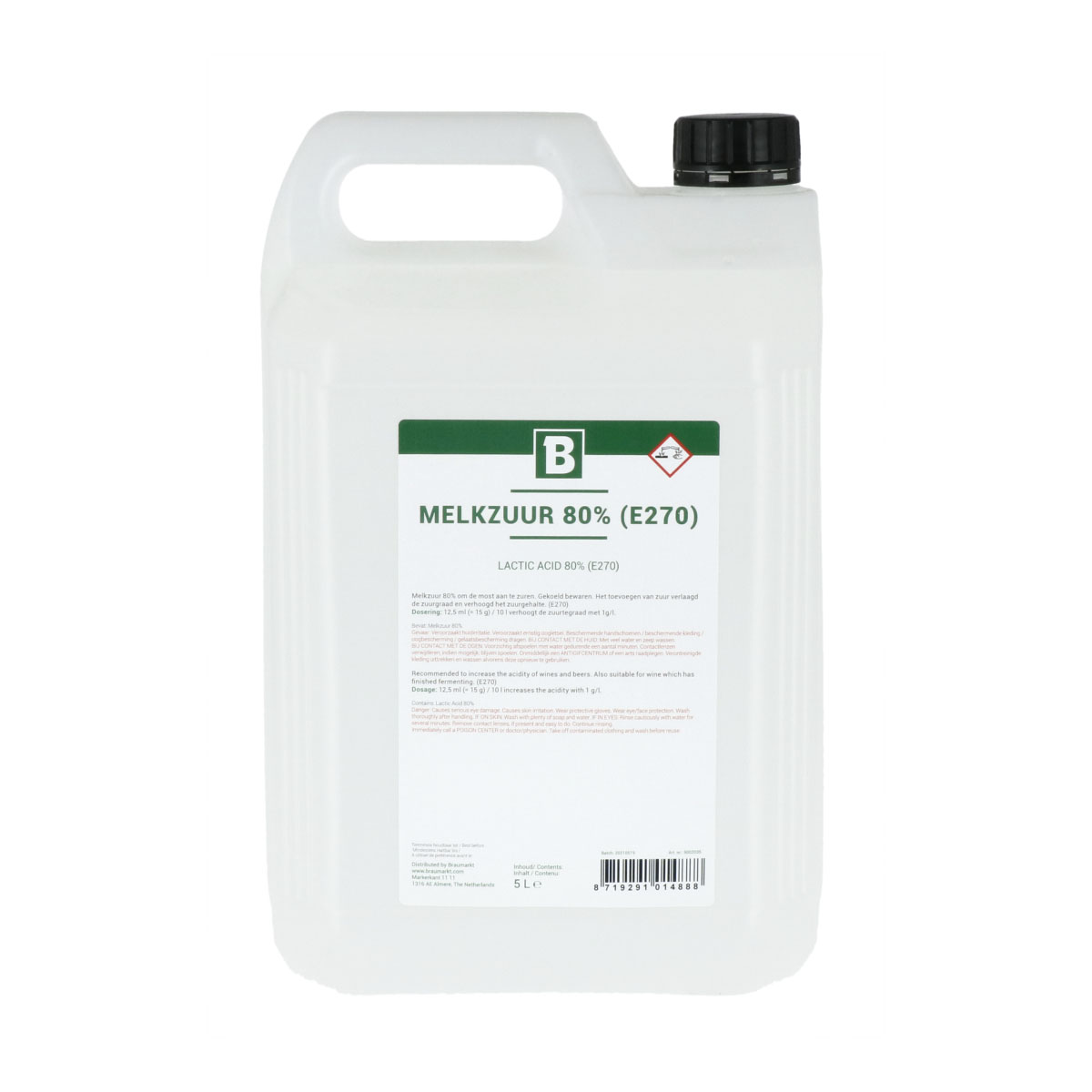 Lactic Acid 80% (E270) - 5000 ml