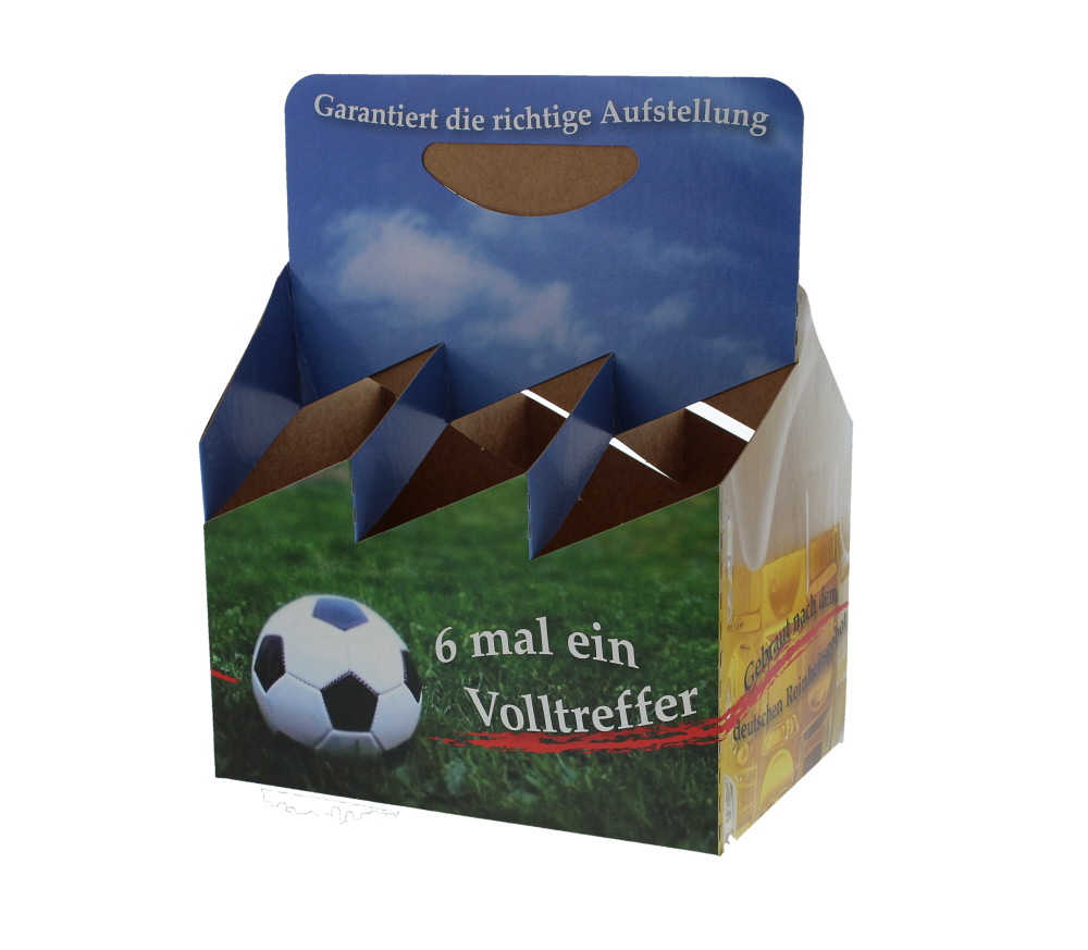 Flaschenträger 6er aus Karton - Motiv Fußball