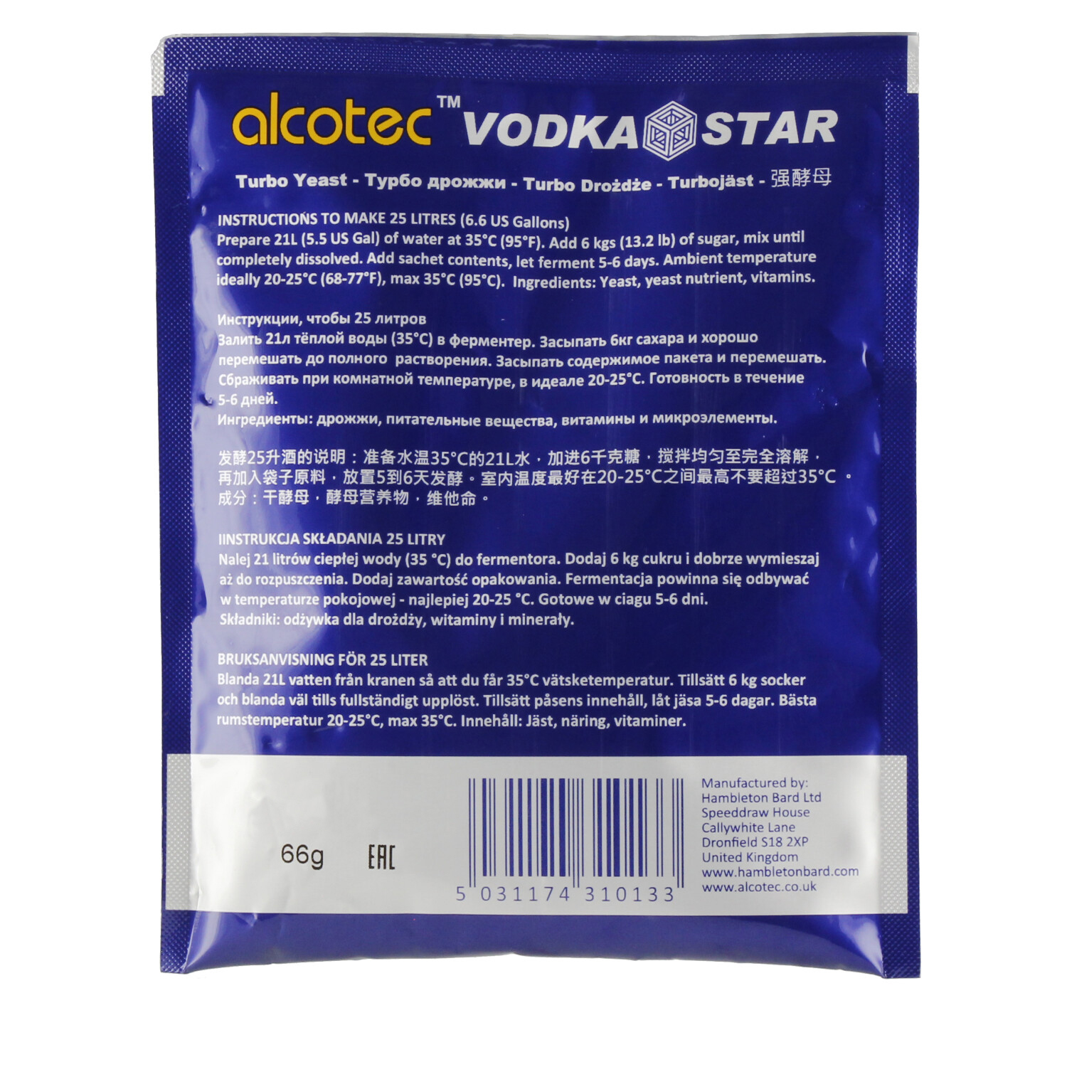 Alcotec Vodkastar Turbo Yeast
