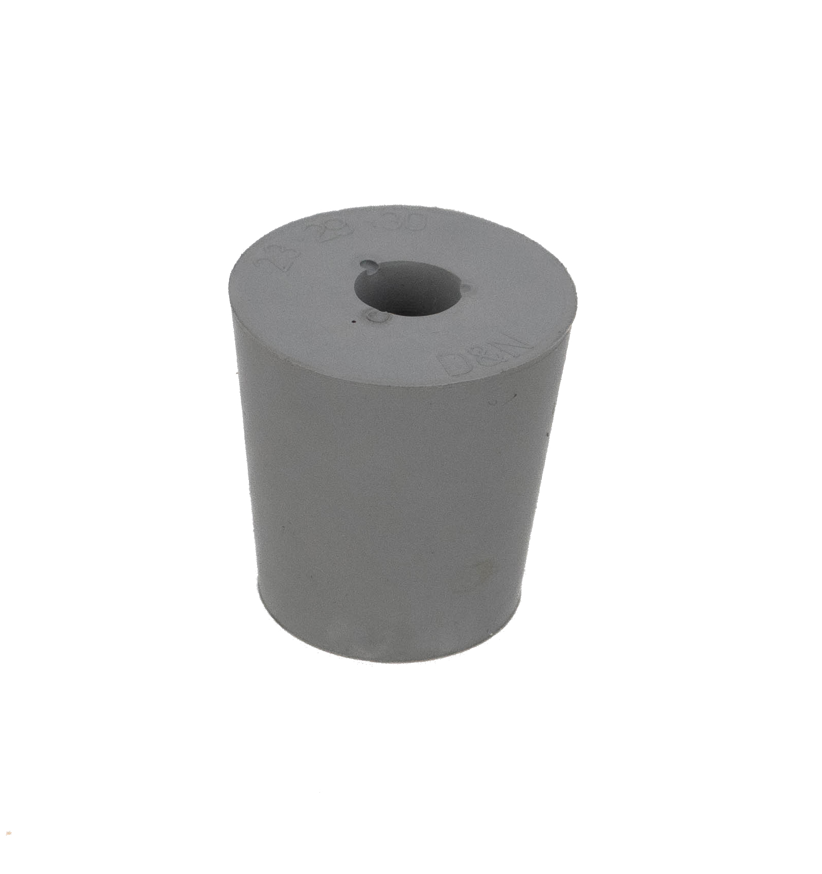 Rubber stopper grey 23 x 29 mm with hole 9 mm