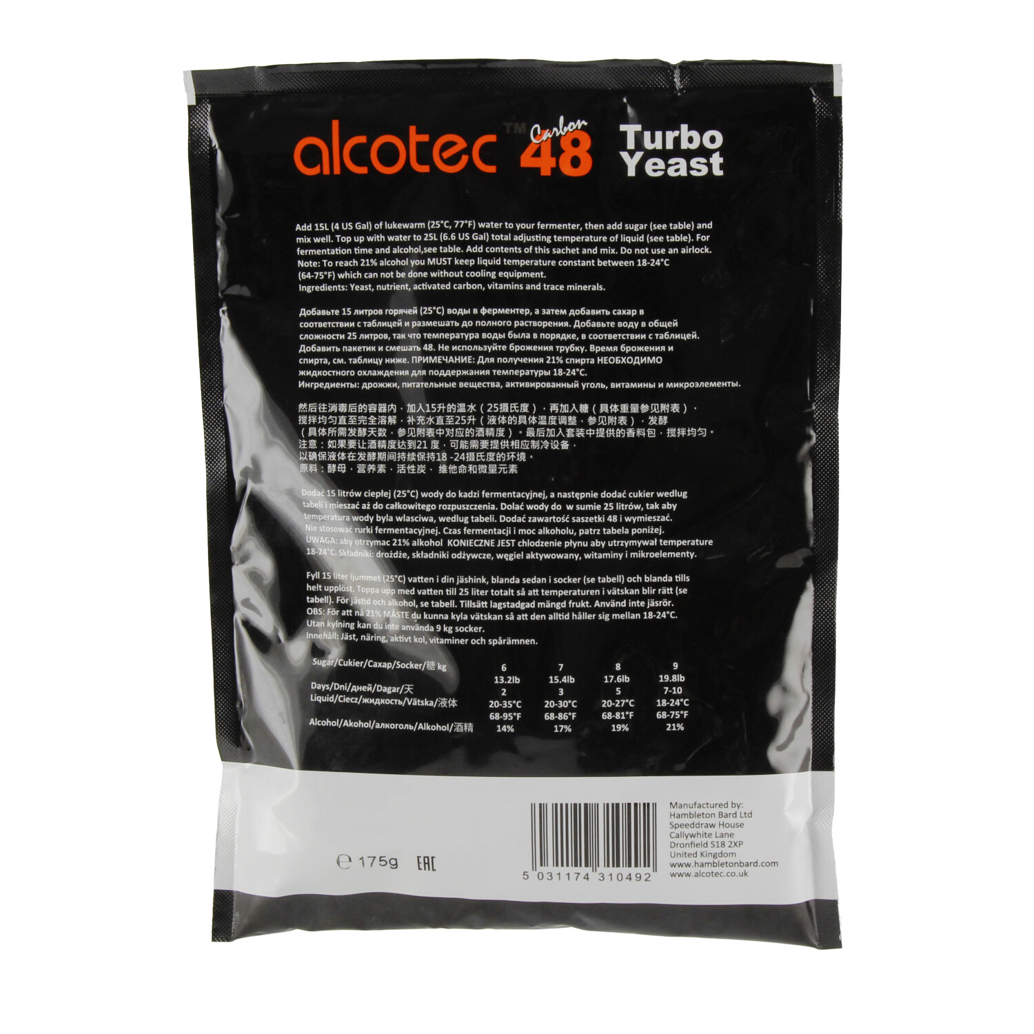 Alcotec 48 Carbon Turbo Yeast