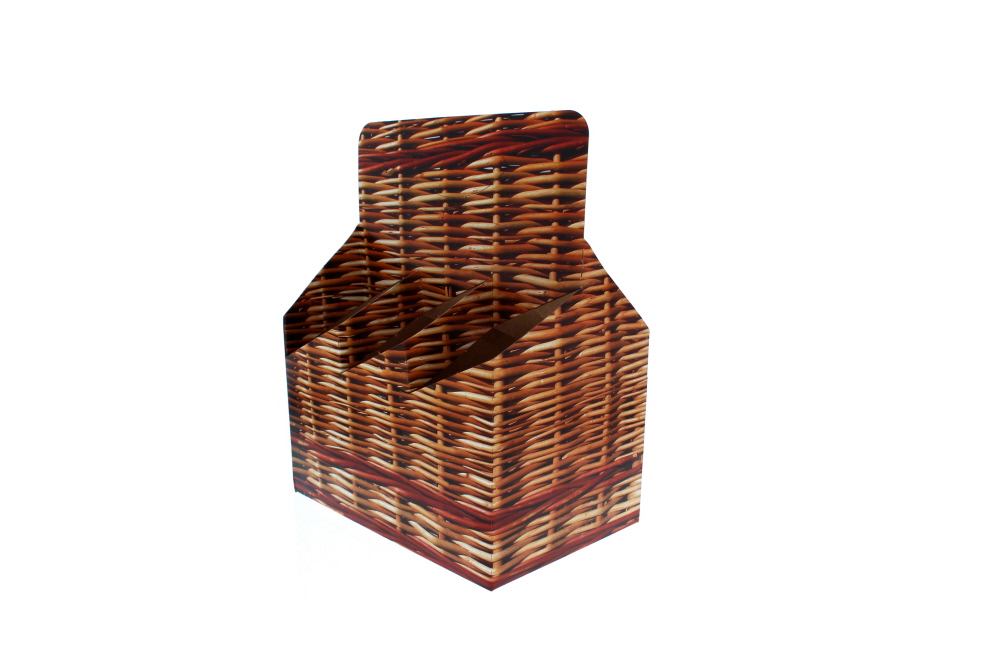 6-delige flessenhouder van karton - Motief vlechtwerk