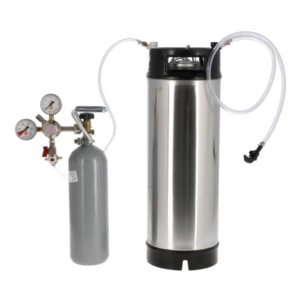 Set de cuve sous pression + Nouveau Fût Soda Keg 19 ltr + 2 kg de CO2 Set pour fût pression + Soda keg 18 ltr recyclé + 0,5 kg de CO2