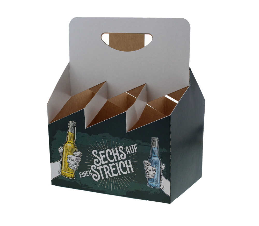 6-delige kartonnen flessenhouder - motief 6 juiste