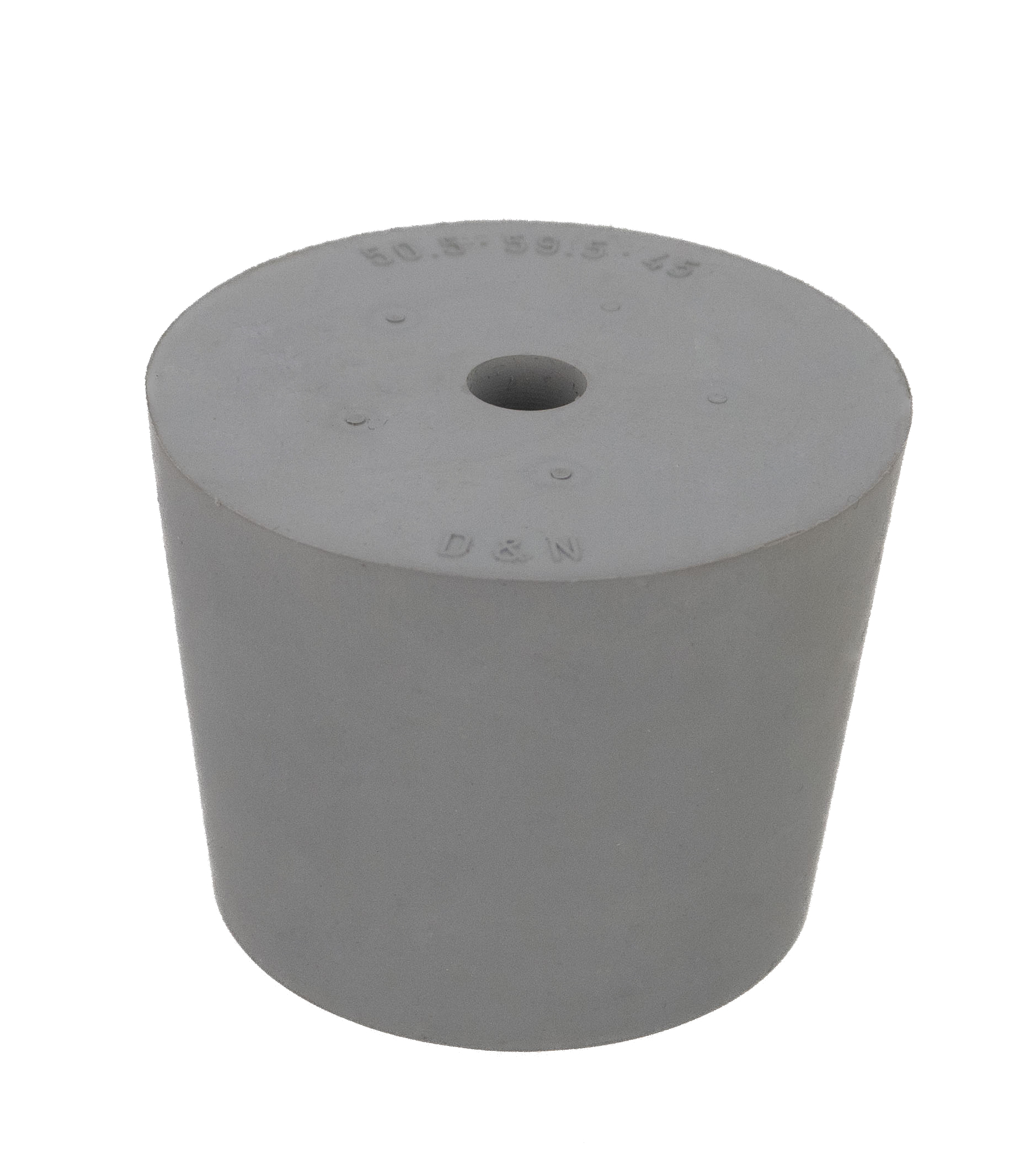 Gummistopfen grau 50,5 x 59,5 mm mit Loch 9 mm