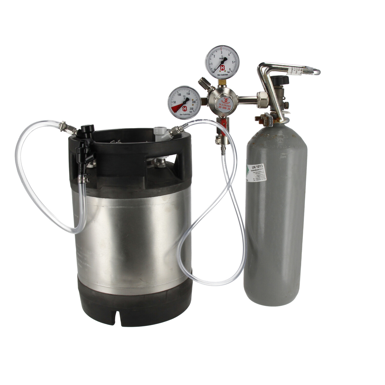 Pressure vessel set + used 9 ltr Sodakeg + 2 kg CO2