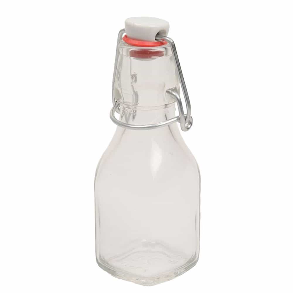 1 Liter (34 oz) Clear Square Glass Bottle with Swing Top