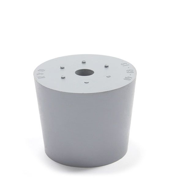 Bouchon en caoutchouc gris 41 x 49 mm avec trou 9 mm