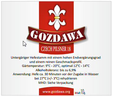 GOZDAWA Czech Pilsner 18 (CP18) - untergärige Trockenhefe 10g