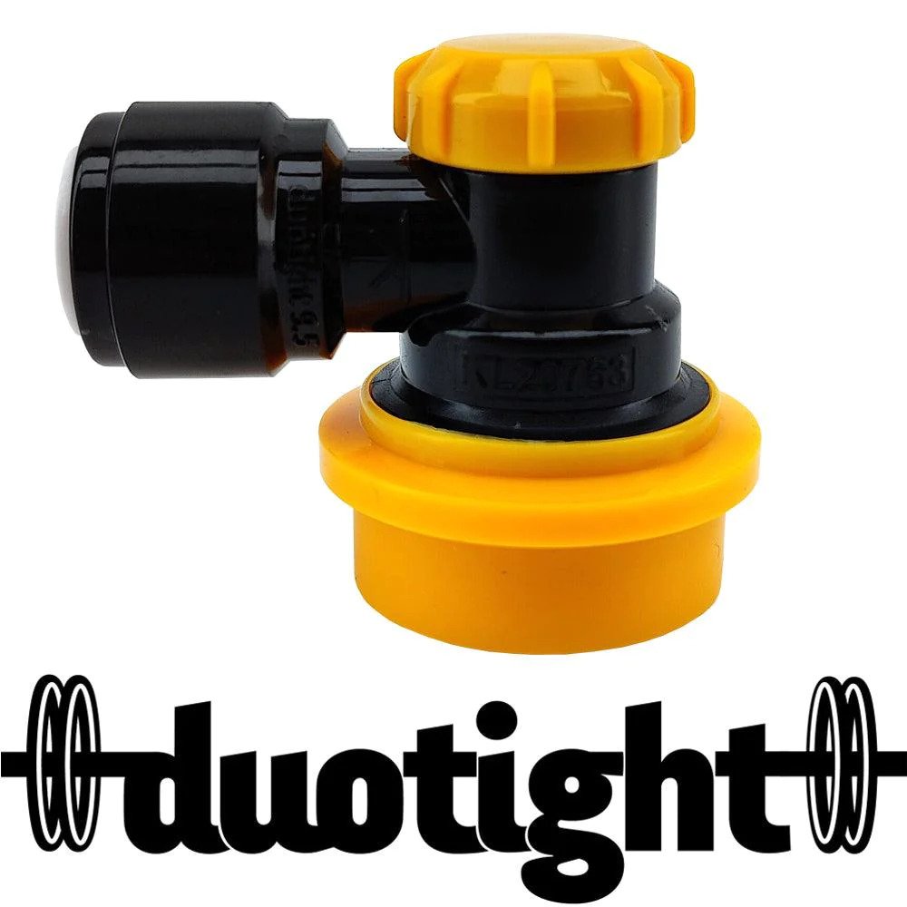 Duotight 9.5mm (3/8) x Ball Lock Disconnect - (Zwart + Geel Vloeistof)