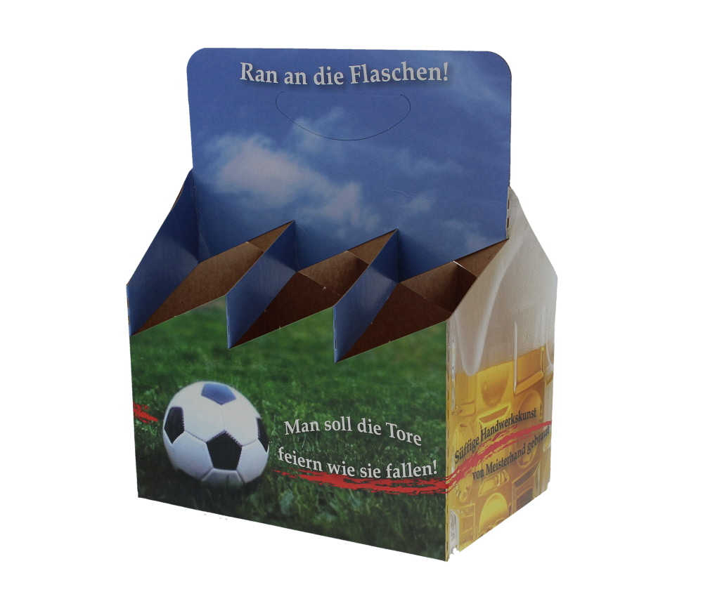 Flaschenträger 6er aus Karton - Motiv Fußball