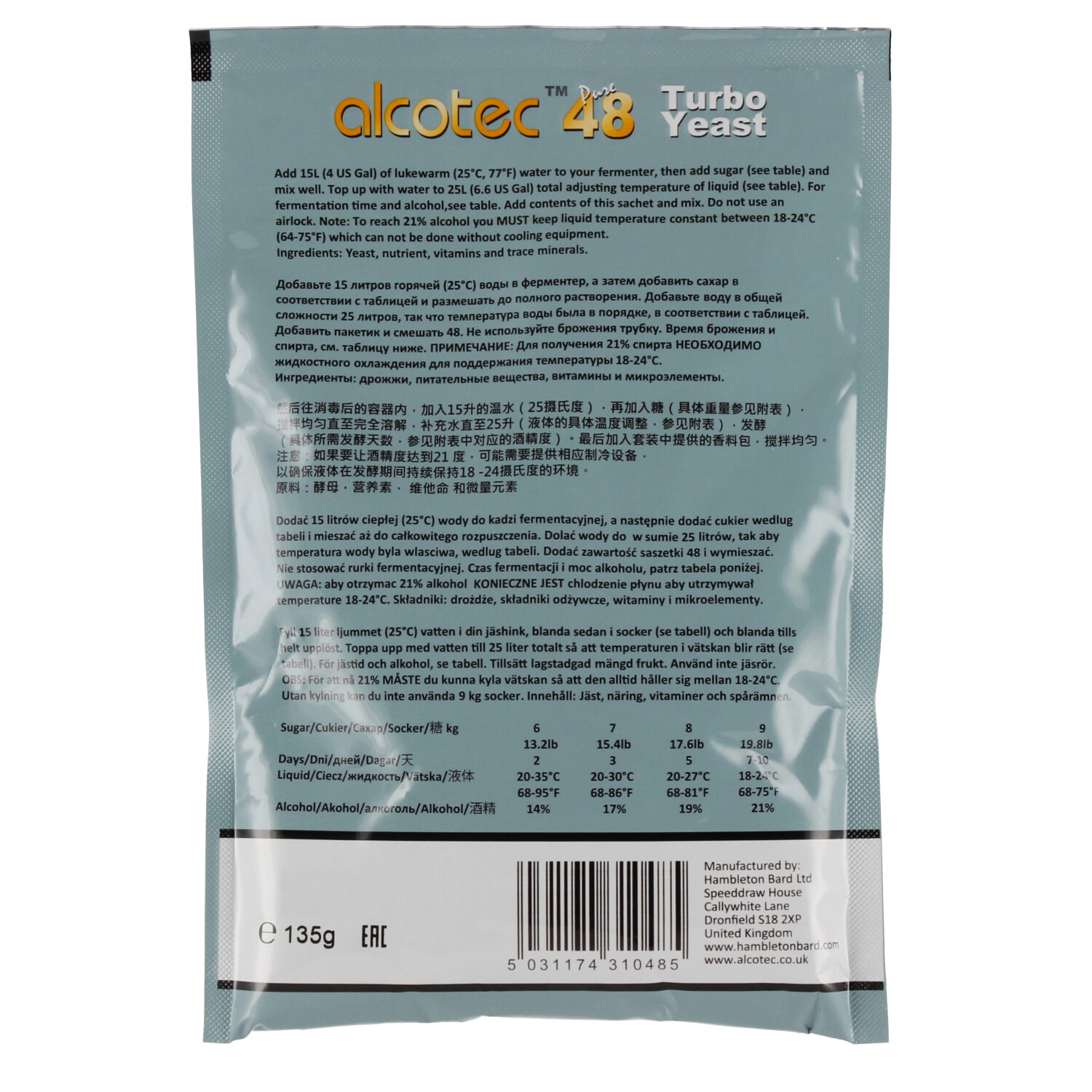 Alcotec 48 Turbo Yeast