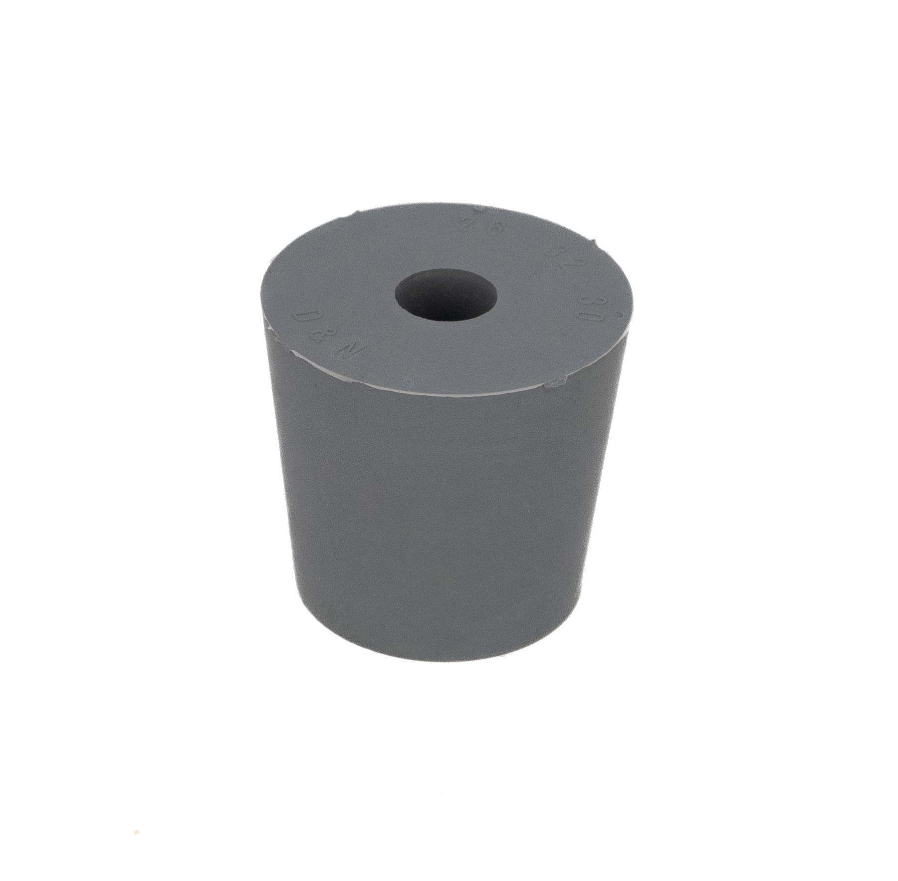 Bouchon en caoutchouc gris 26 x 32 mm avec trou 9 mm