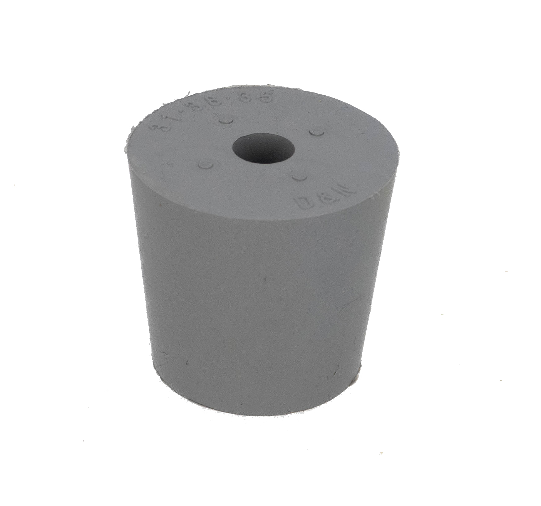 Rubber stopper grey 31 x 38 mm with hole 9 mm