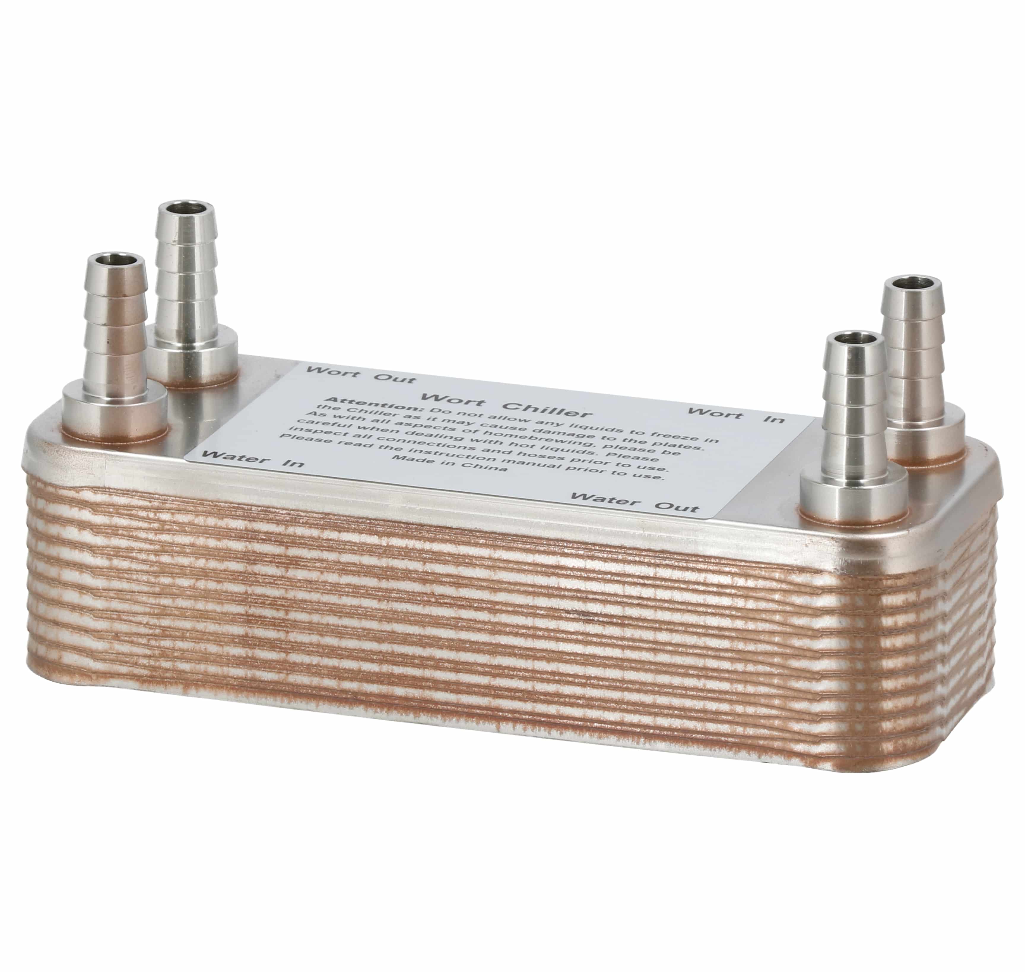 Wortkoeler RVS 20 platen incl rvs hose barb 1/2"