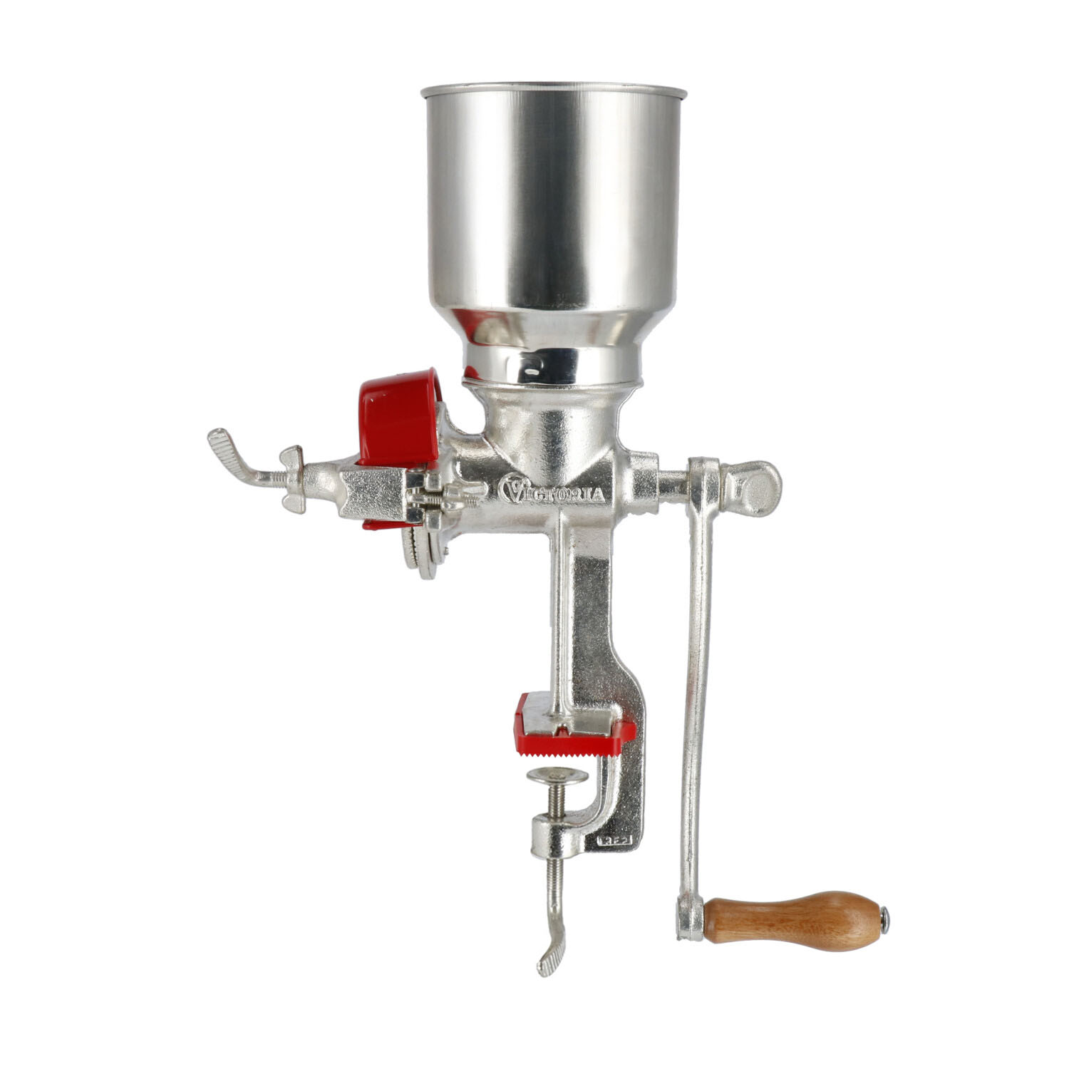 Moulin à malt en fonte avec entonnoir en plastic