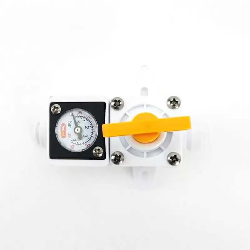 8mm duotight- Inline Regulator met geïntregeerde drukmeter (wit) 0-4 Bar (0-60 psi)