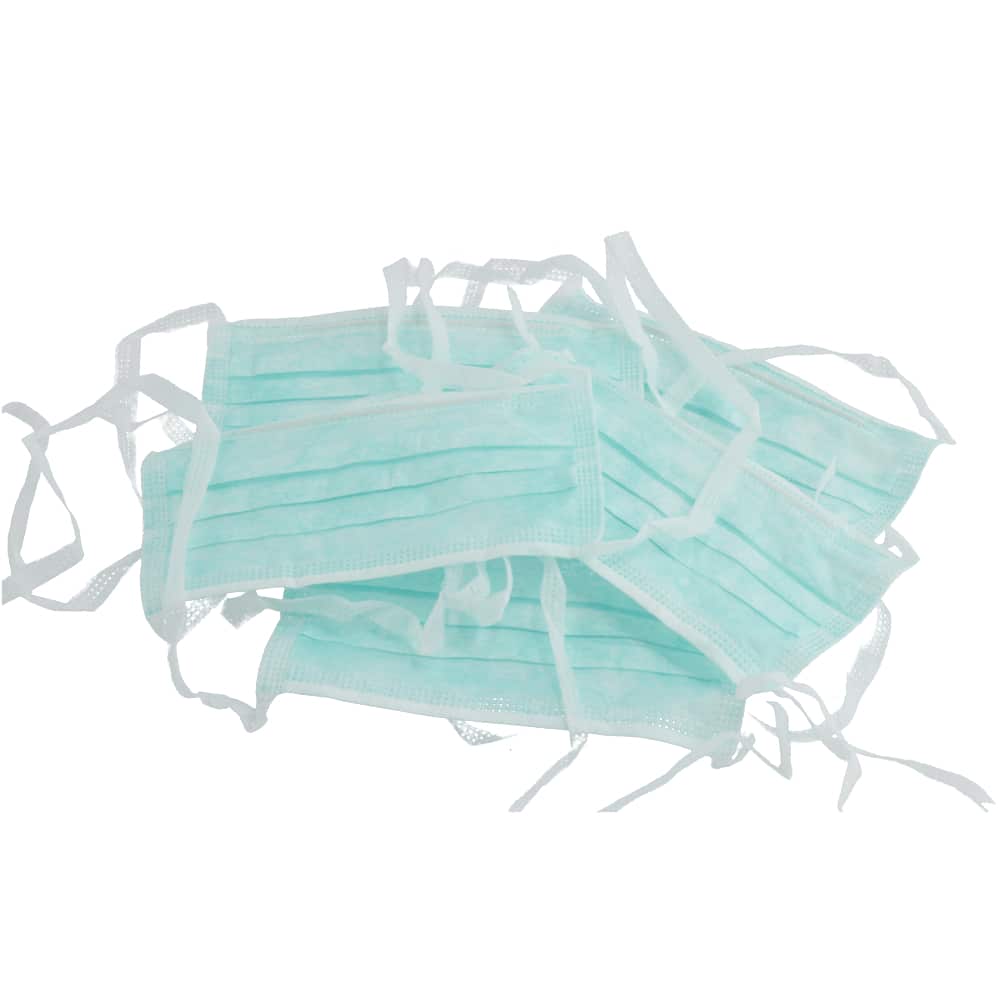 Masques faciaux 3 plis non tissés avec attaches par 5 pcs.