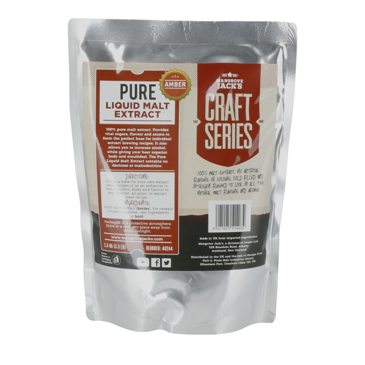 Pure Liquid malt Extract Amber 1,5kg 