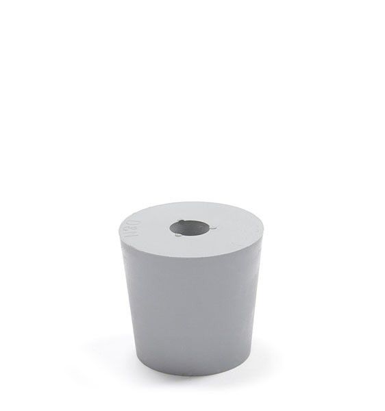 Bouchon en caoutchouc gris 29 x 35 mm avec trou 9 mm