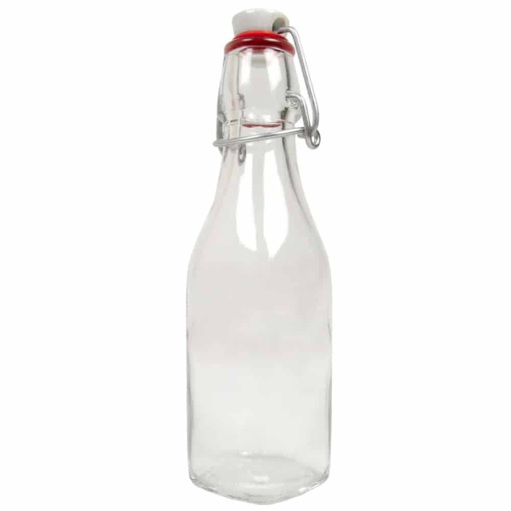 17 oz (500 ml) Quadra Square Glass Bottle with Silver Cap