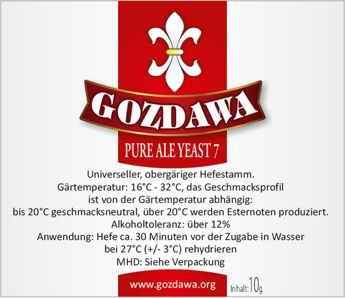 Gozdawa Pure Ale gist (PAY7) - droge gist van hoge gisting 10 gr