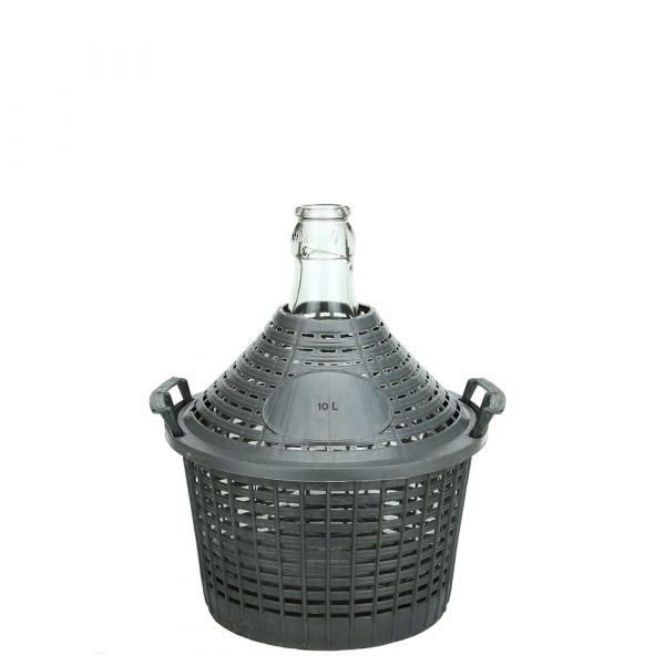Dame-Jeanne avec panier en plastique 10 L