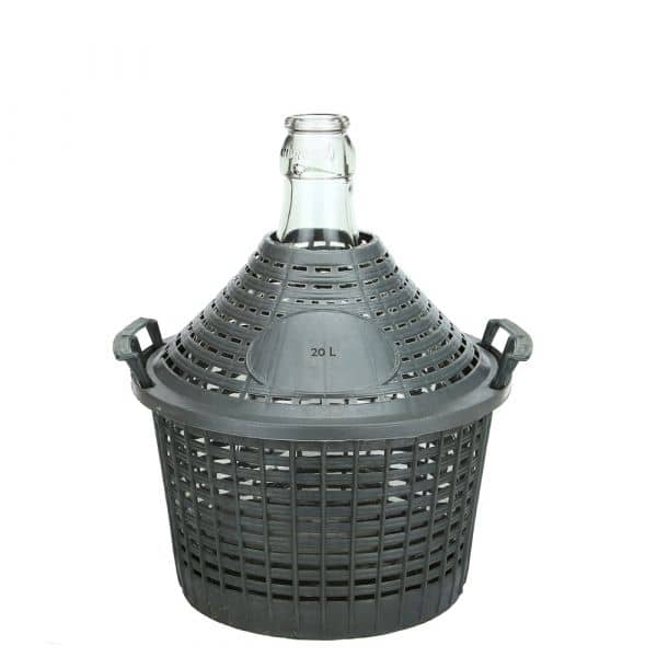 Dame-Jeanne avec panier en plastique 20l