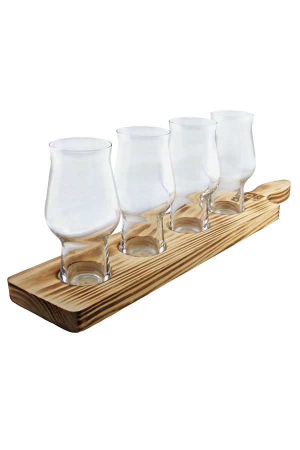 Rastal Beer Flight Proeverij-set 4 x 0,195 l Glazenset + Houten plank