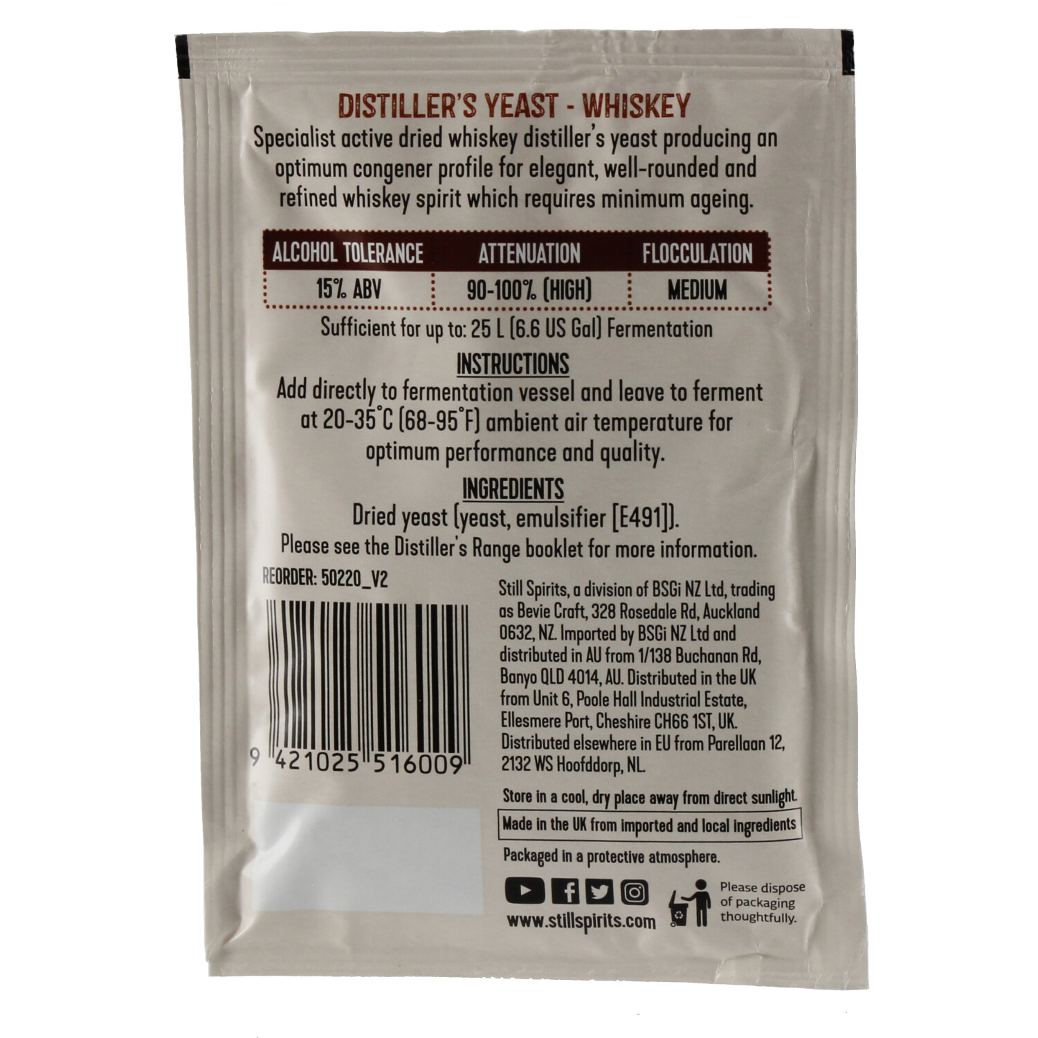 Still Spirits Distiller's Yeast Whiskey 20 gr