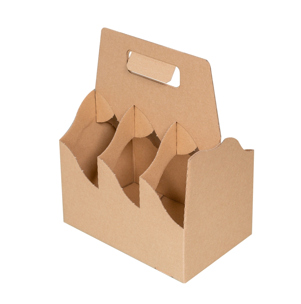 6-delige flessenhouder van karton - bruin