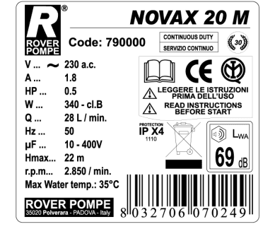 Rover Electrical Pump Novax 20 M