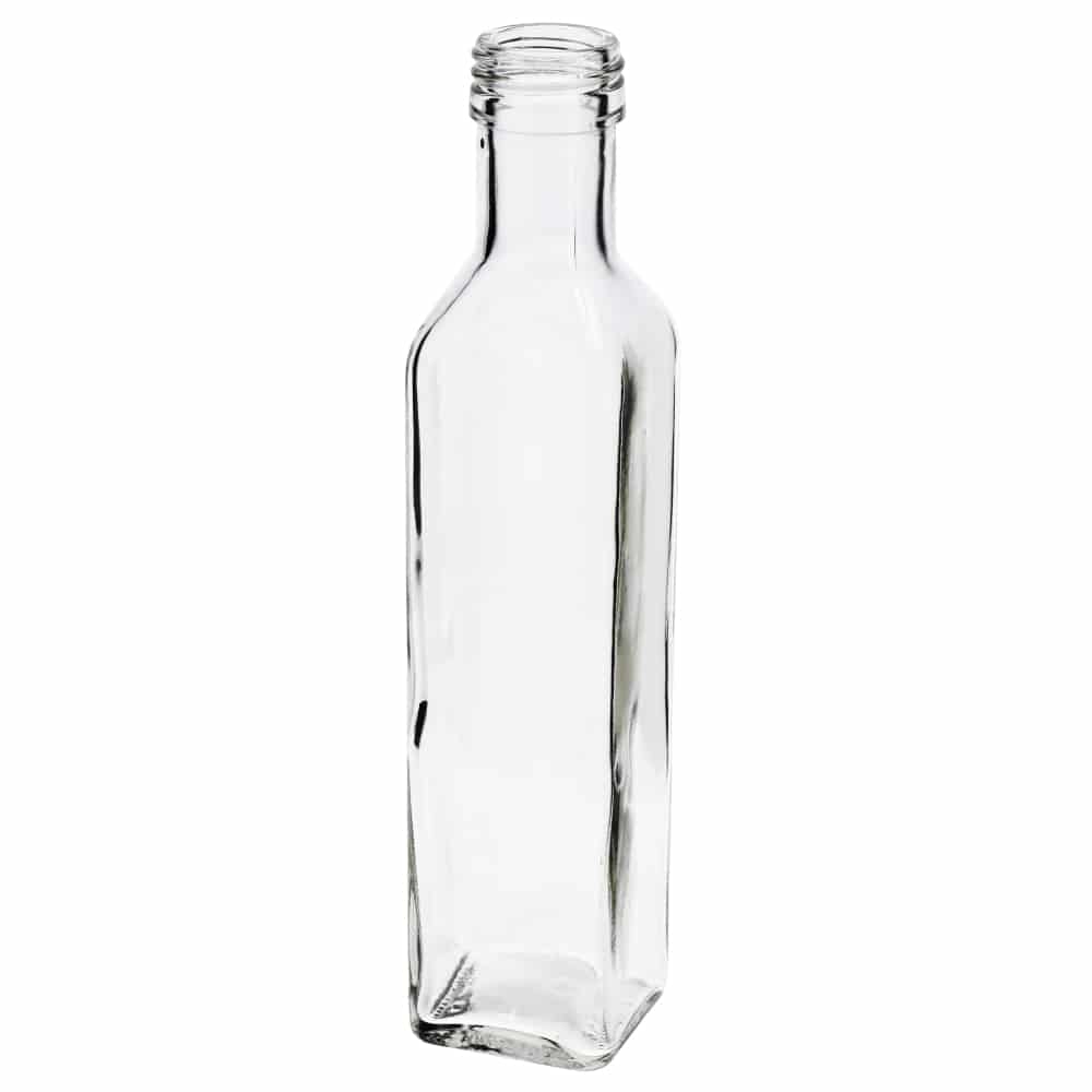 Oil bottle white | square | 250 ml Tray 48 Pcs
