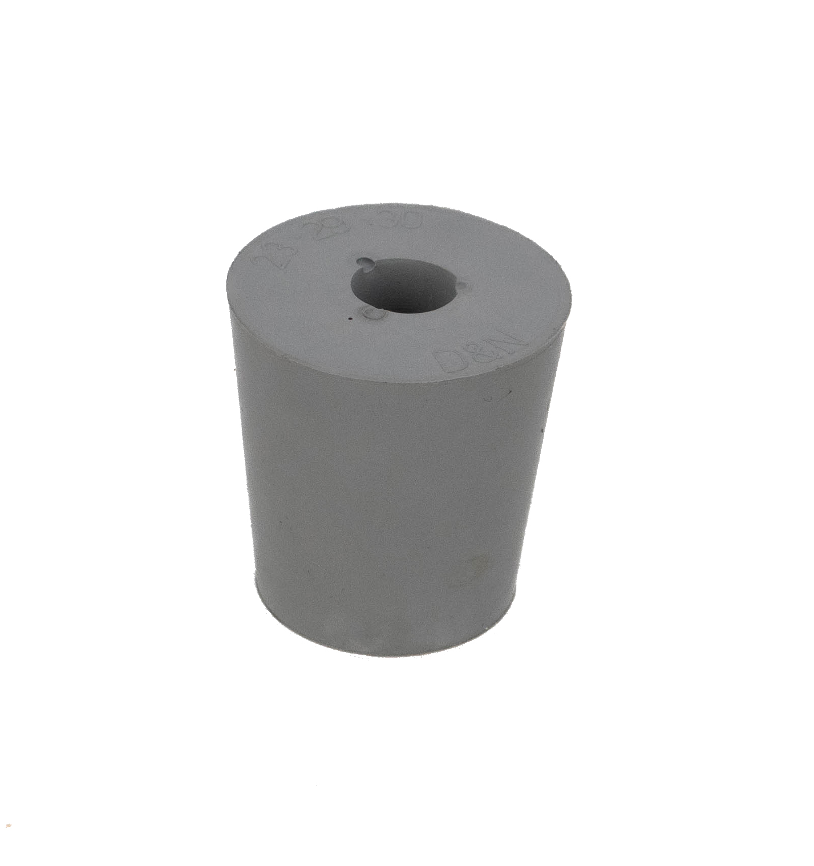 Bouchon en caoutchouc gris 23 x 29 mm avec trou 9 mm