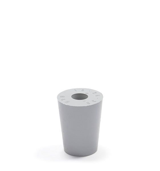 Bouchon en caoutchouc gris 18 x 24 mm avec trou 9 mm