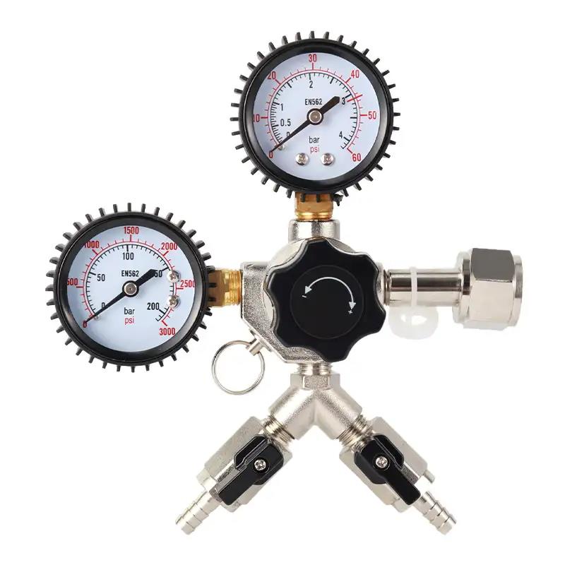Co2 drukmeter met 2 keg aansluitingen (0-4 Bar)