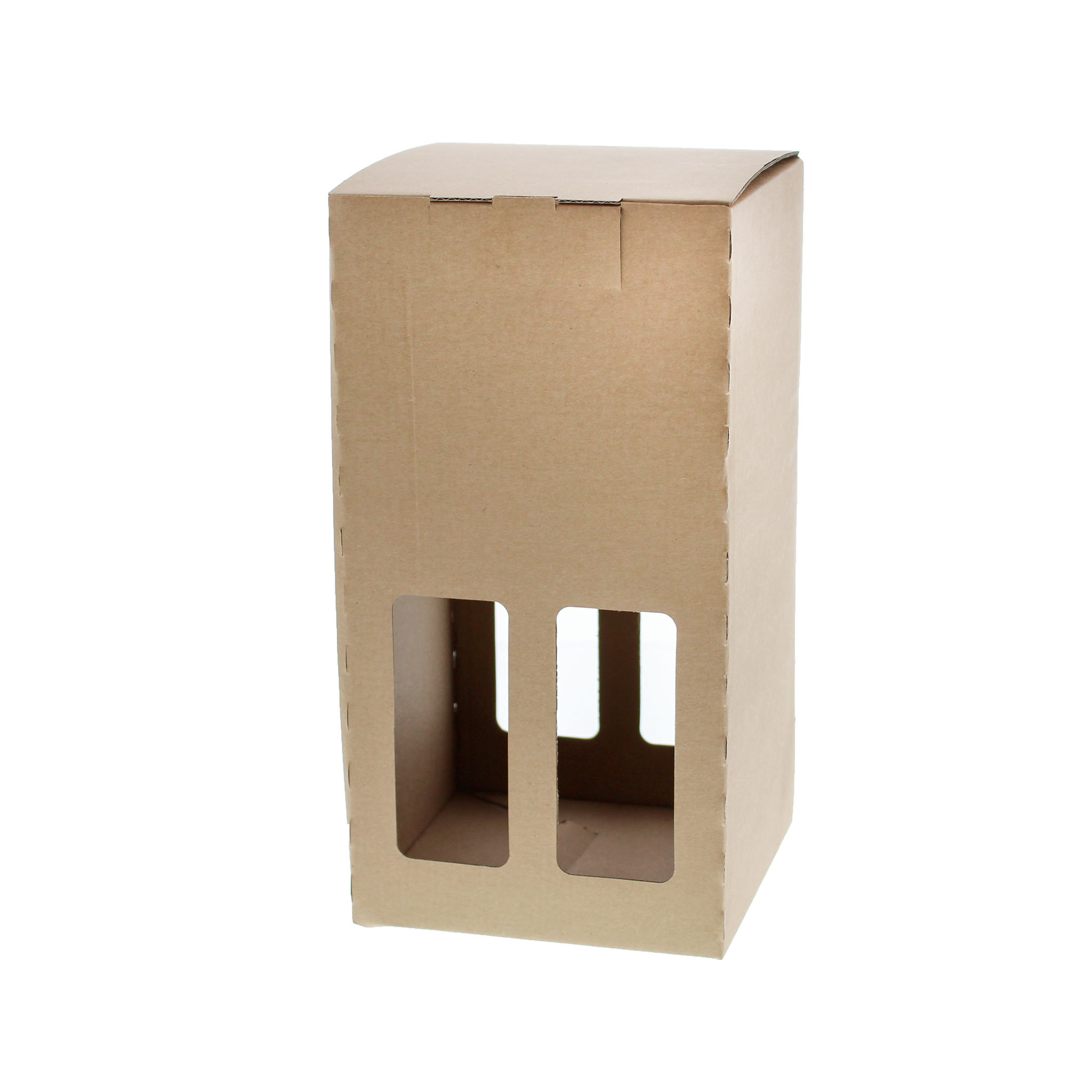 Flessendoos voor 4 flessen met insteekbodem en 4 kijkvensters