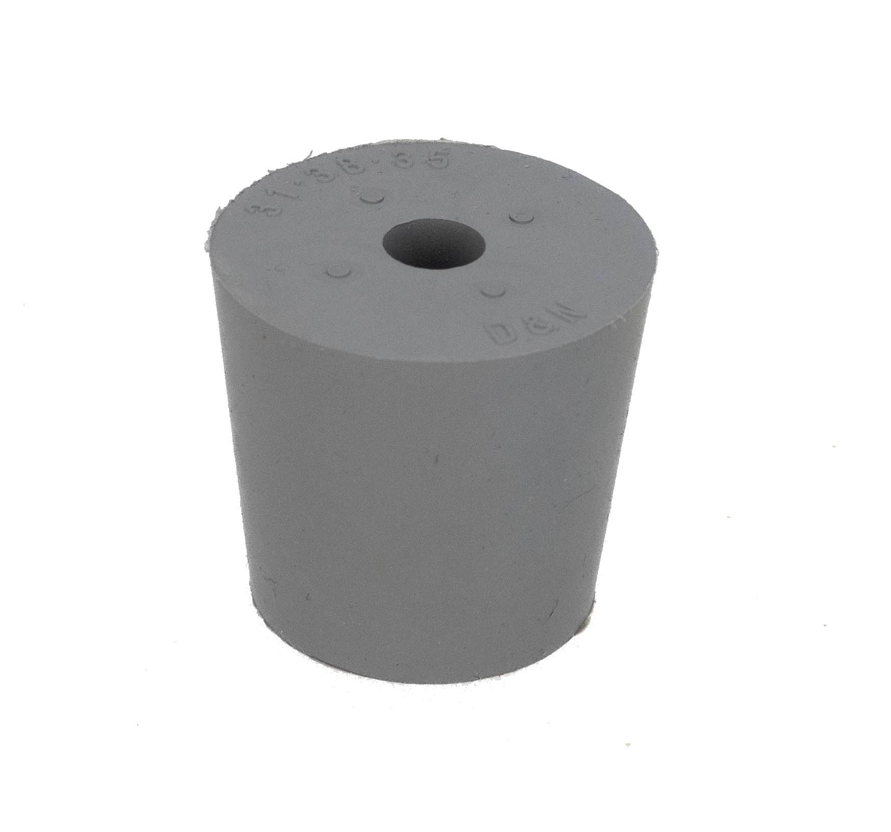Bouchon en caoutchouc gris 31x38 mm avec trou Ø 9 mm
