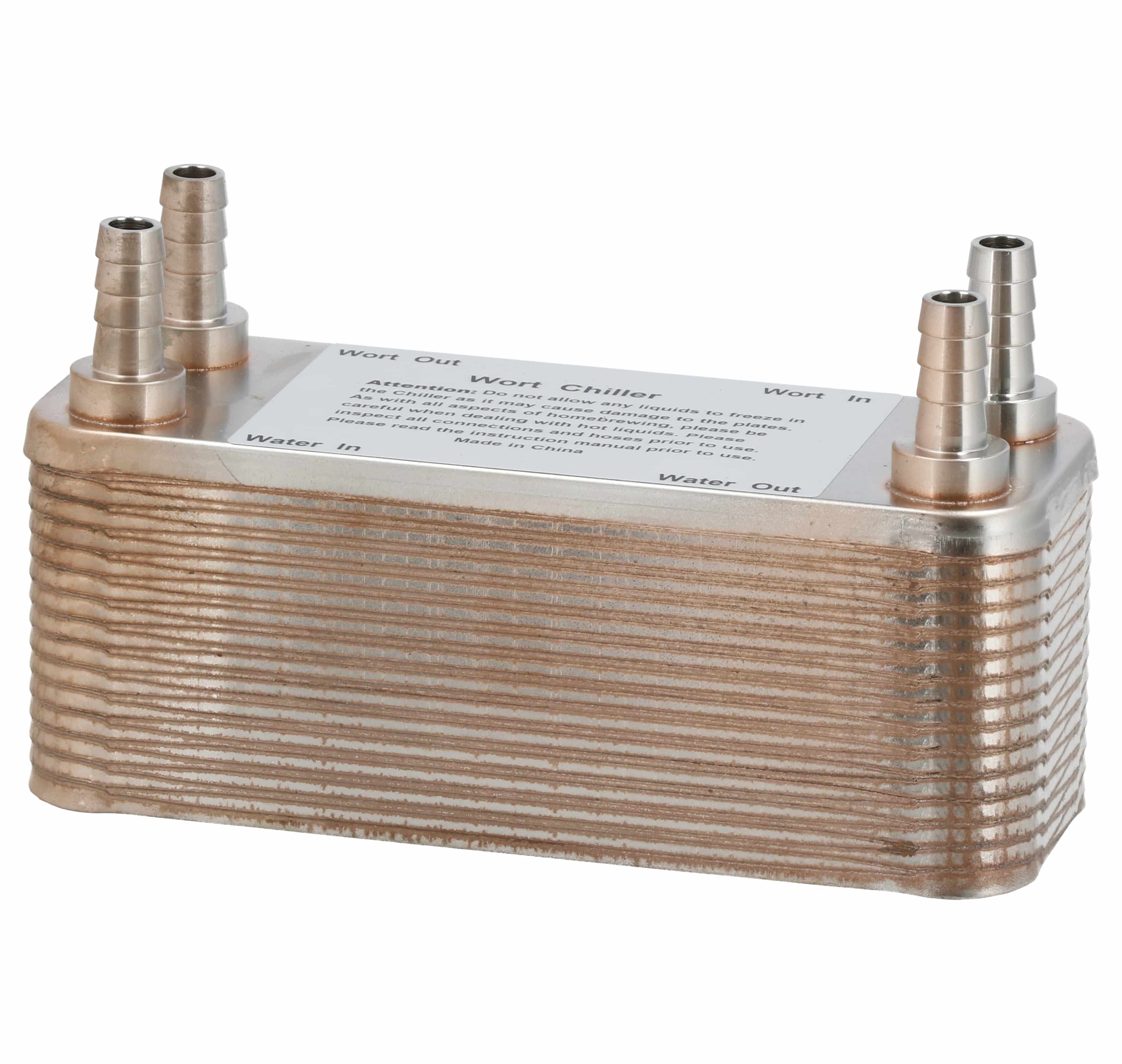 Wortkoeler RVS 30 platen incl rvs hose barb 1/2"